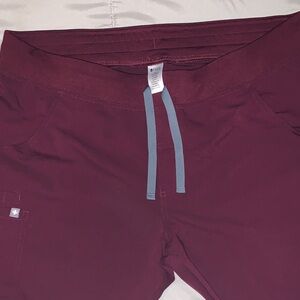 Figs Women's Scrub Pants in Burgundy and Gray